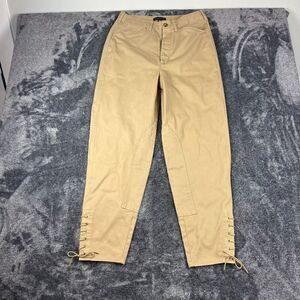 Banana Republic Riding Pants Tie Ankle Cargo Button Fly Khaki Women's 8 Long NWT